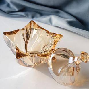 带盖水晶玻璃烟灰缸办公室客厅烟缸欧式个性特大号用防飞灰
