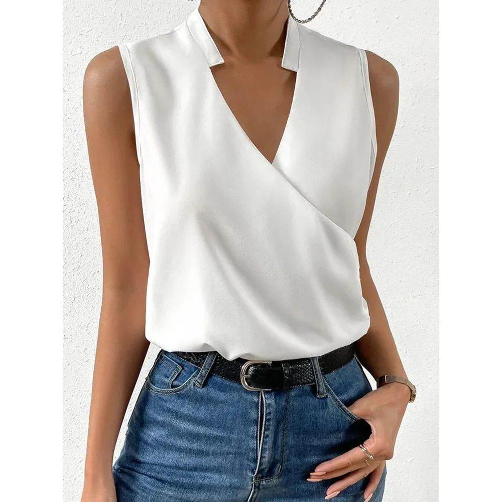 Fashion V-neck Sleeveless Print Women ops And Blouses 2023 S
