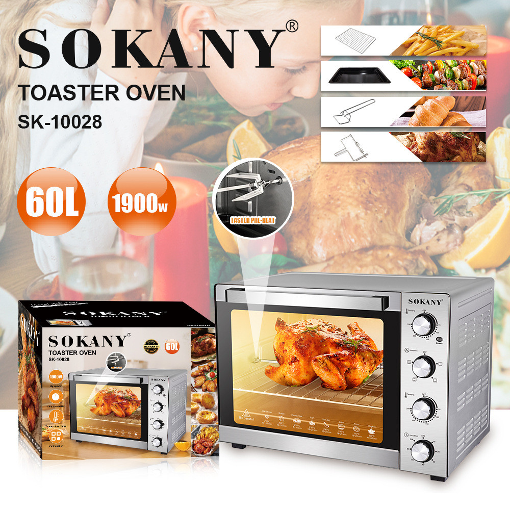 出口SOKANY10028烤箱60L家用电烤箱烘焙加热烤箱TOASTER OVEN