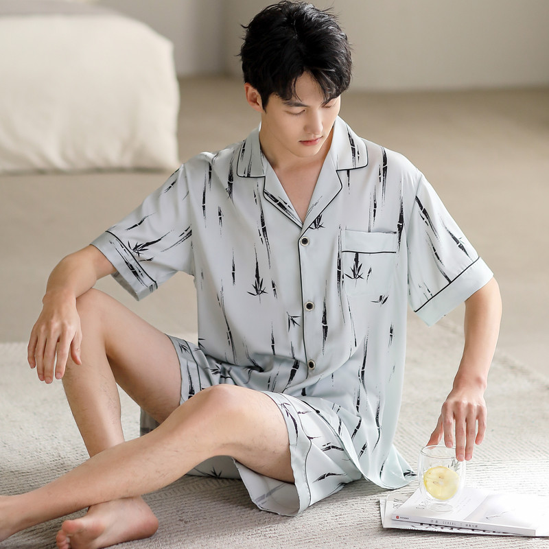 极速2025年新款睡衣男士夏季冰丝薄款短袖短裤仿真丝绸夏天凉感家