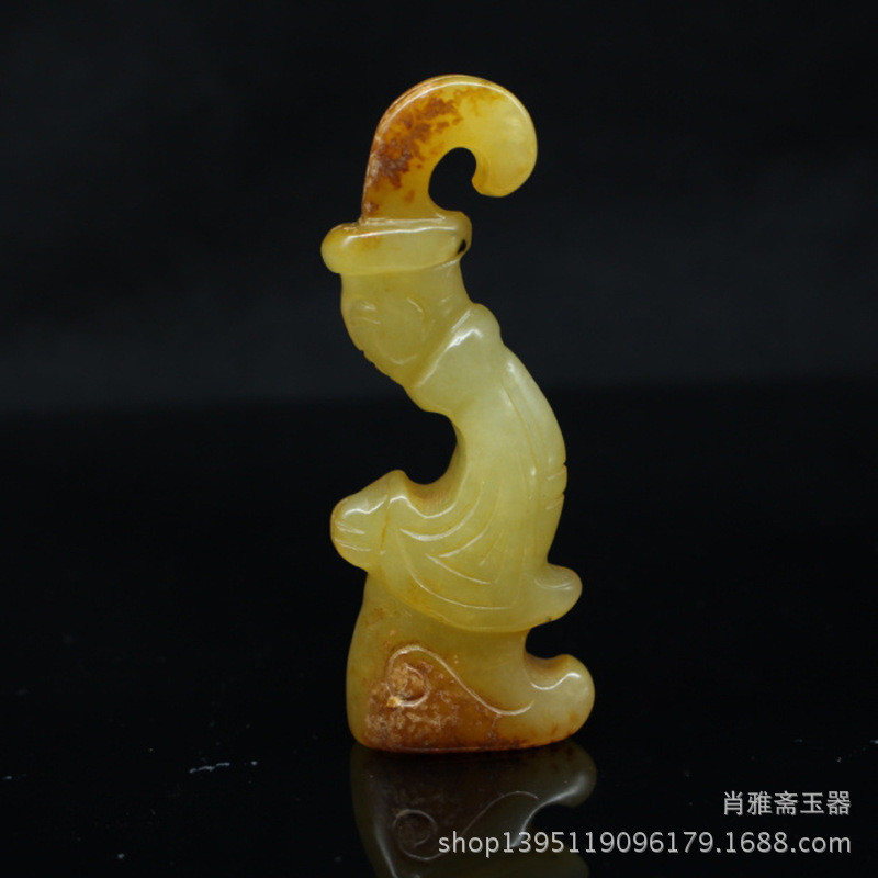 古玩玉器仿古岫玉把件岫玉贵人玉佩挂件玉跪人岫玉玉人吊坠把玩玉