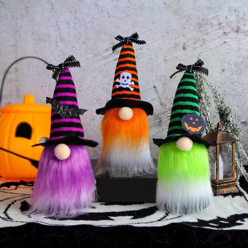 Halloween 3 color Wizard hat doll decorated plush horror toy