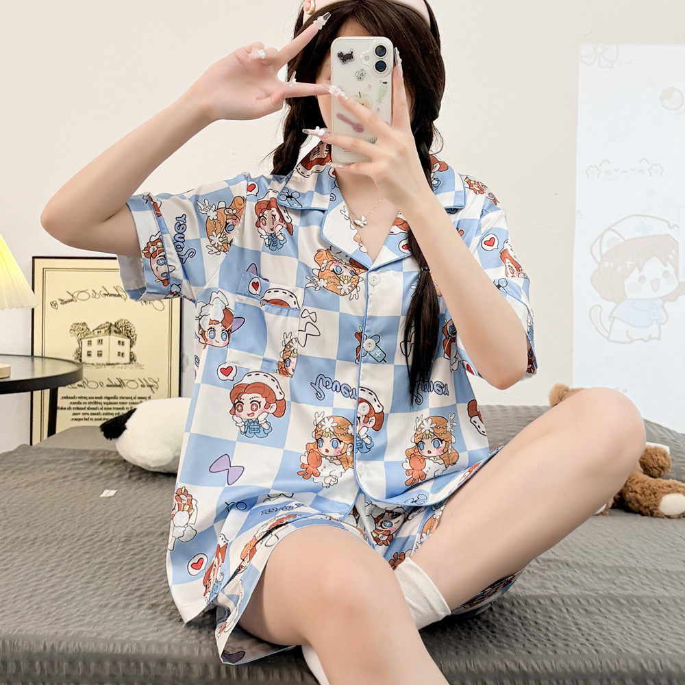 新品第五人格医生调香师红夫人冰丝睡衣女夏季短袖可爱卡通学生家