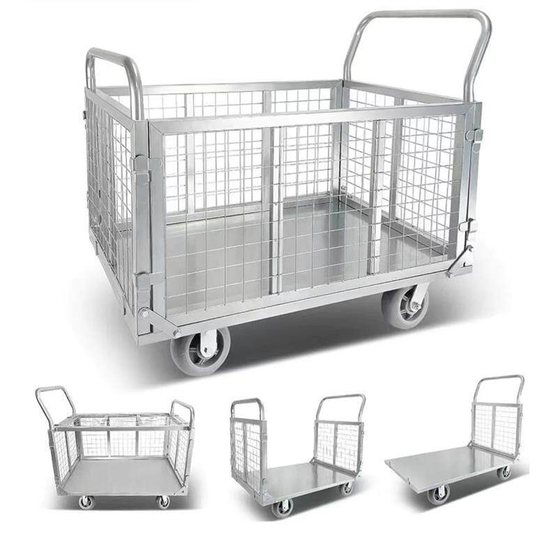 平板推车钢板搬运车车工厂围栏车间拖车仓库拣货车物流手推厂家