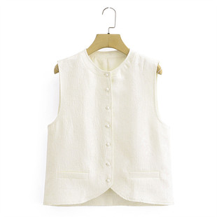 新中式国风提花马夹女款2024年春季新款宽松无袖马甲