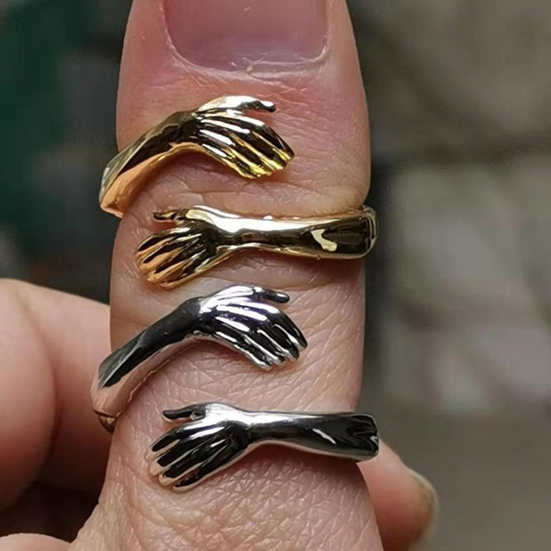 Wholesale Vintage Love Hugging Hands Ring Women Men Personal