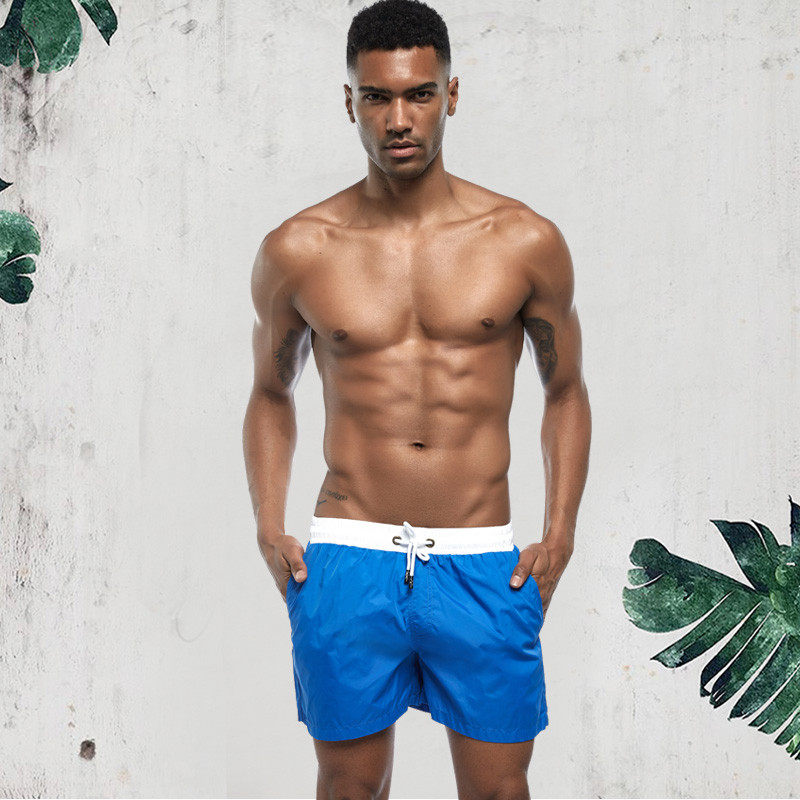 新款男士泳裤时尚速干宽松三分纯色度假沙滩泳裤海边温泉大码