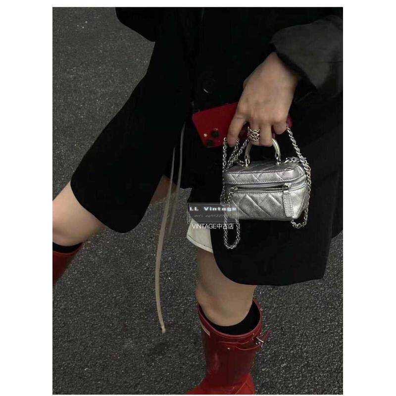 时髦银色mini链条小废包/斜挎女包