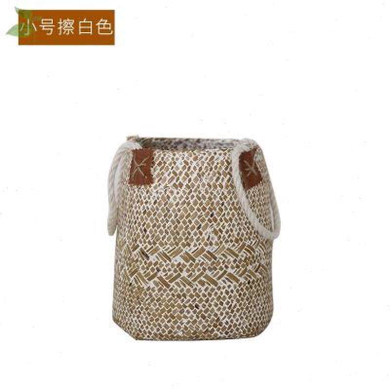 编织日韩草编花篮拍摄道具居小号插花落地草编包收纳盒花器麦穗