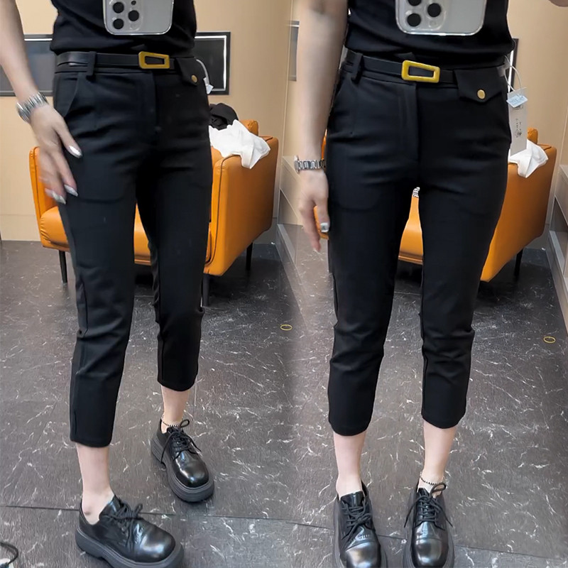 九分小西裤女2025春秋新款显瘦烟管裤百搭腰包裤小黑裤潮