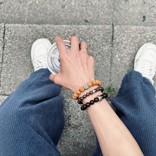 夏季新款猴头手串搭配小叶紫檀圆珠单圈文玩男女士送礼设计款