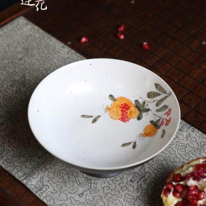 大相莲花 手绘水果盘 中式陶瓷高脚果盘 供盘 家用 茶几摆件,家居饰品,果盘/果篓,淘宝优惠券,粉丝福利购,淘宝优惠卷