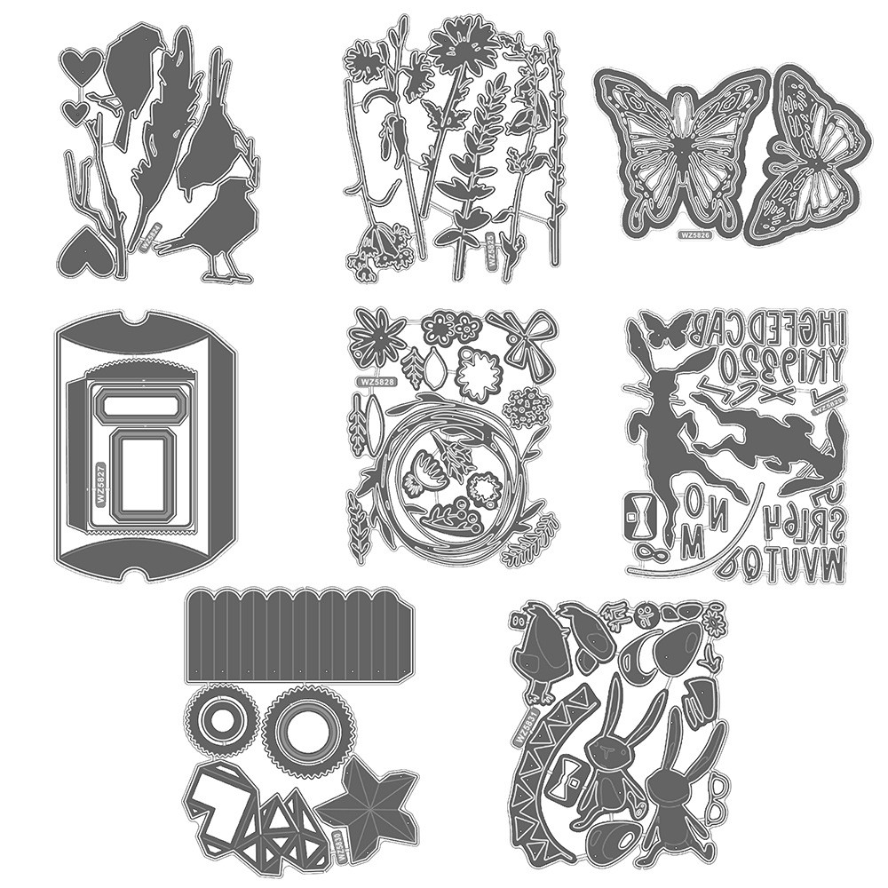 小鸟兔子花环装饰刀模背景Scrapbook切割diesDIY压花模具贺卡