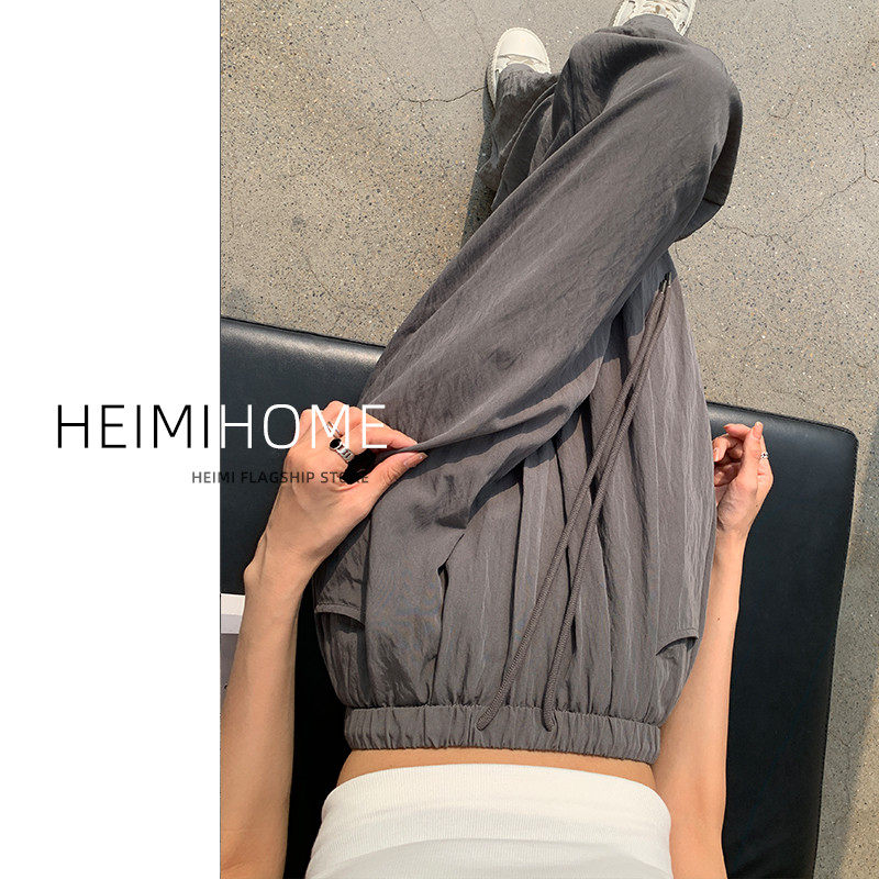 灰色亚麻山本裤女夏季薄款小个子凉凉冰丝裤宽松垂感休闲阔腿长裤