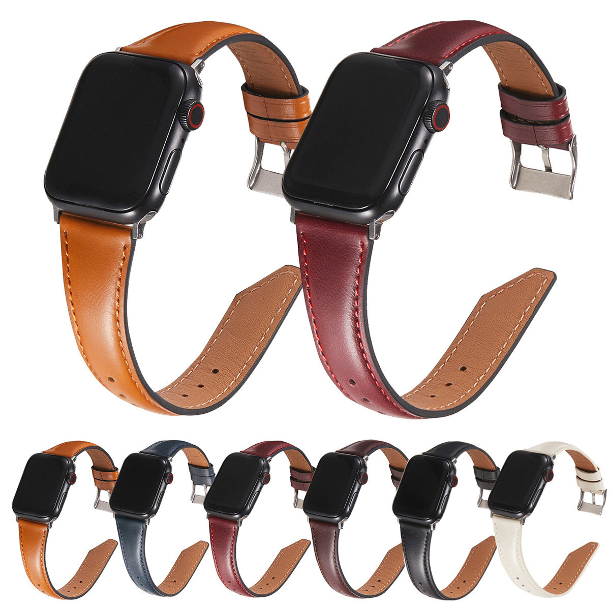 油蜡真皮细表带适用苹果手表表带iwatch表带apple watch10/9女士