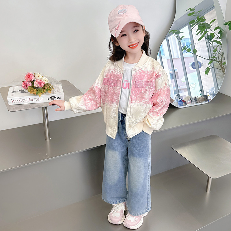 春春款2025新款儿童早秋装棒球服渐变小女孩秋季初秋