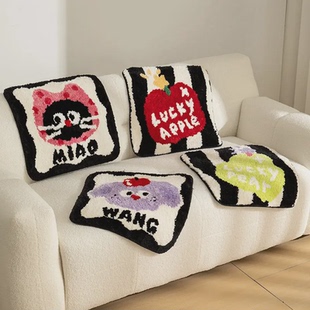 秋冬簇绒坐垫椅垫可爱毛绒高级感沙发垫教室办公室凳子椅子坐垫