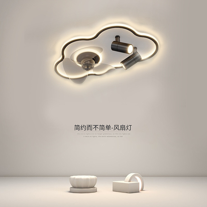 现代简约卧室风扇吸顶灯个性创意餐厅射灯无频闪led儿童房吸顶灯
