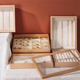 新珠宝库存盘黄金百位戒指手镯套链展示盘收纳盒备货盘带盖看货盘