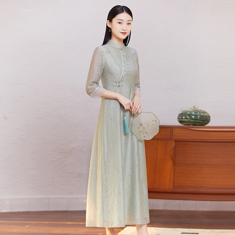 茶服女夏茶艺师服装中式改良仙中国风文艺