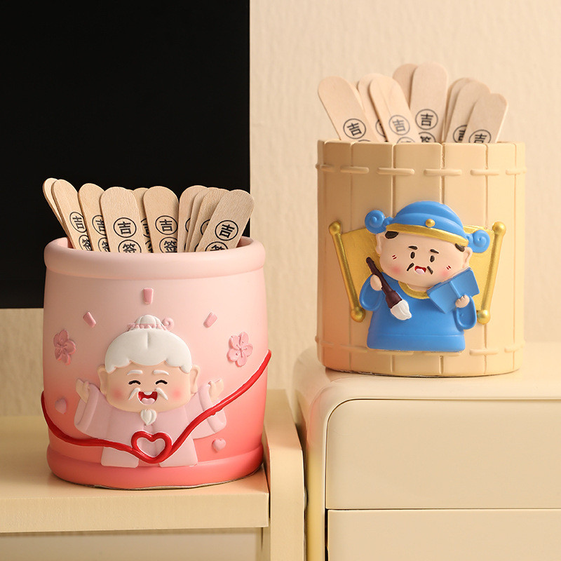 创意国潮小神仙趣味摇签筒摆件