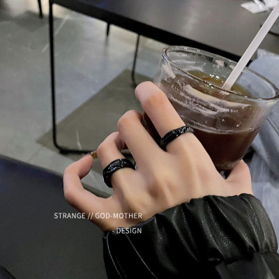 推荐戒指女高级感ins潮冷淡风男轻奢小众设计精致开口可调节指环