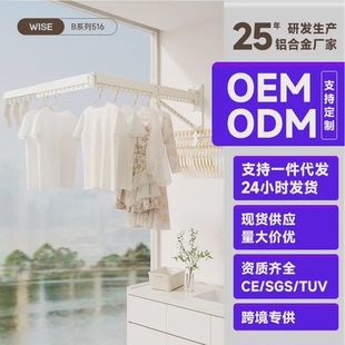 折叠壁挂晾晒架阳台伸缩家用隐形壁挂墙晒被子室内窗外晾衣杆内贸