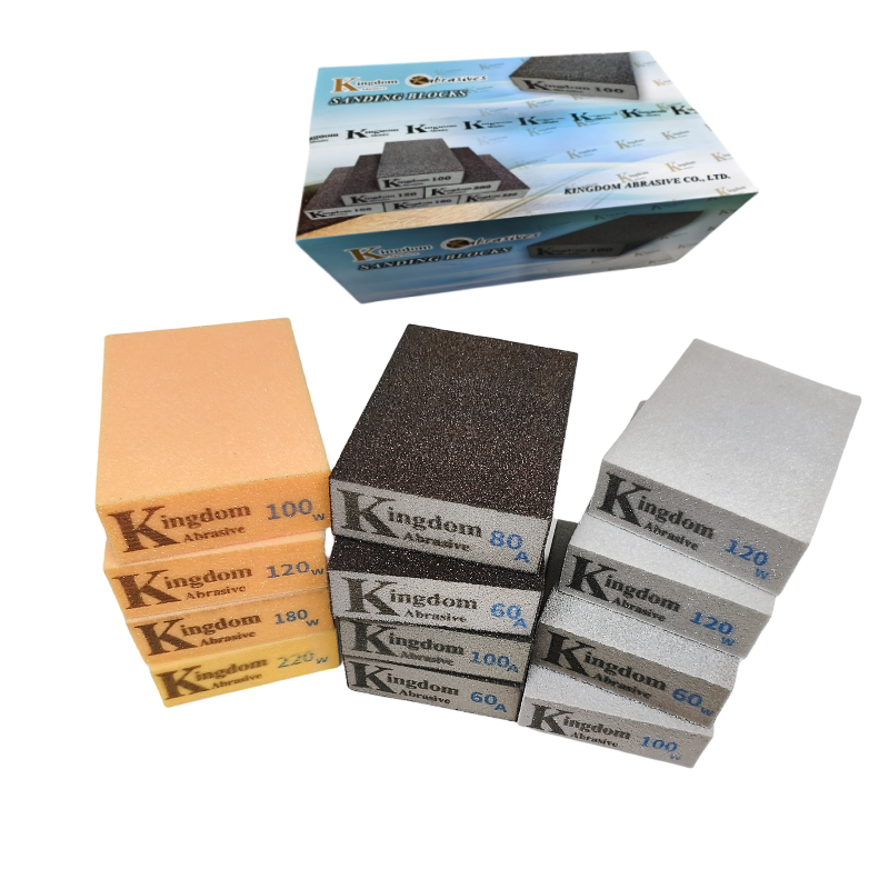 加硬打磨沙块Kingdom海绵砂块砂纸 木工沙块 橙色海绵打磨块50个