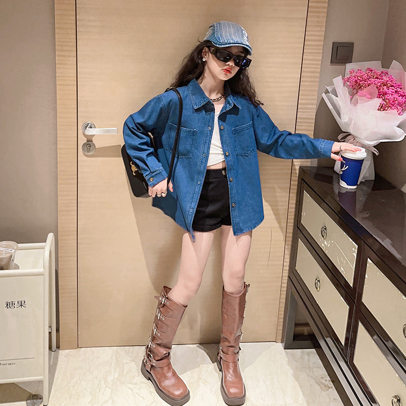 装牛仔衬衫长袖春秋季韩版宽松内搭衬衣百搭休闲洋气