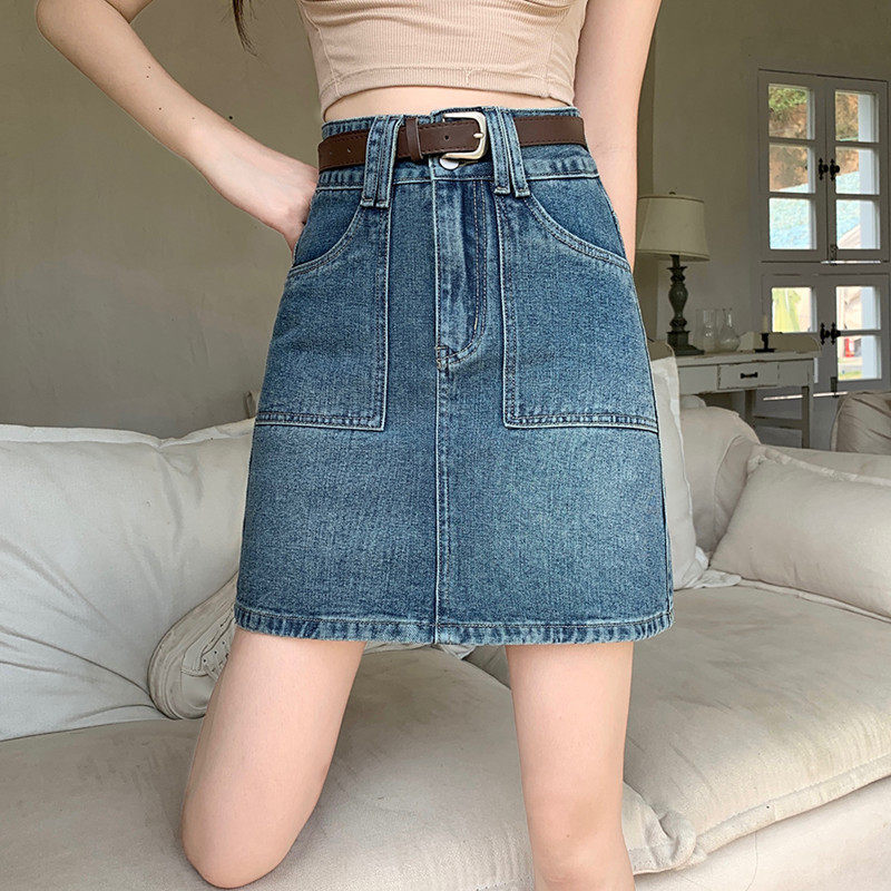 蓝色牛仔女春夏防走光a字裙大码显瘦百搭包臀子潮,女装/女士精品,半身裙,淘宝优惠券,粉丝福利购,淘宝优惠卷