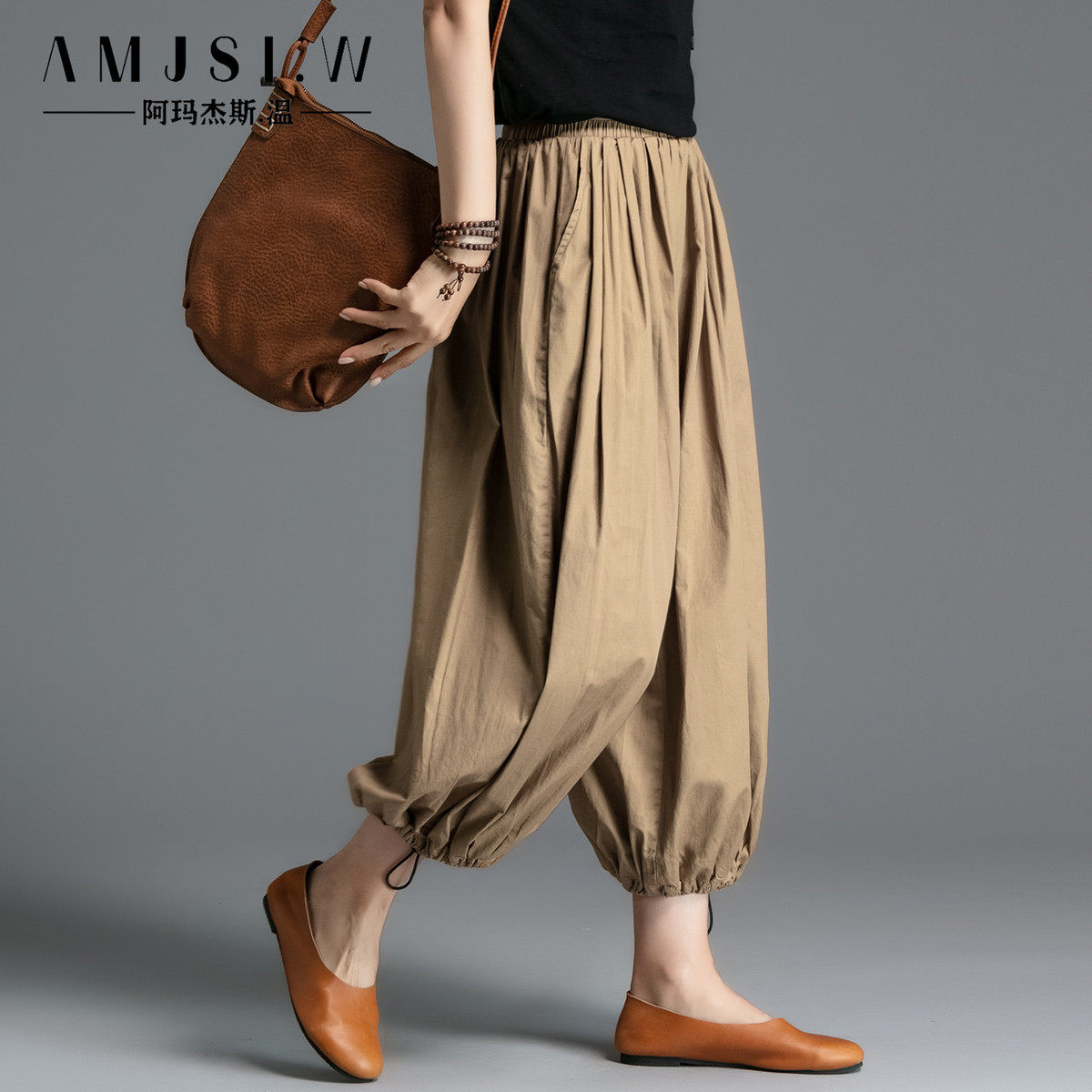 夏季裤女纯棉大码九分文艺气质肥腿裤遮肉显瘦裙裤,女装/女士精品,休闲裤,淘宝优惠券,粉丝福利购,淘宝优惠卷