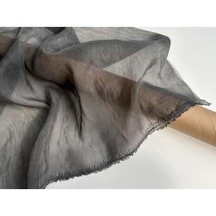 微廓半透明 深灰色超薄丝麻天丝苎麻亚麻布料衬衫纱裙汉服面料DIY