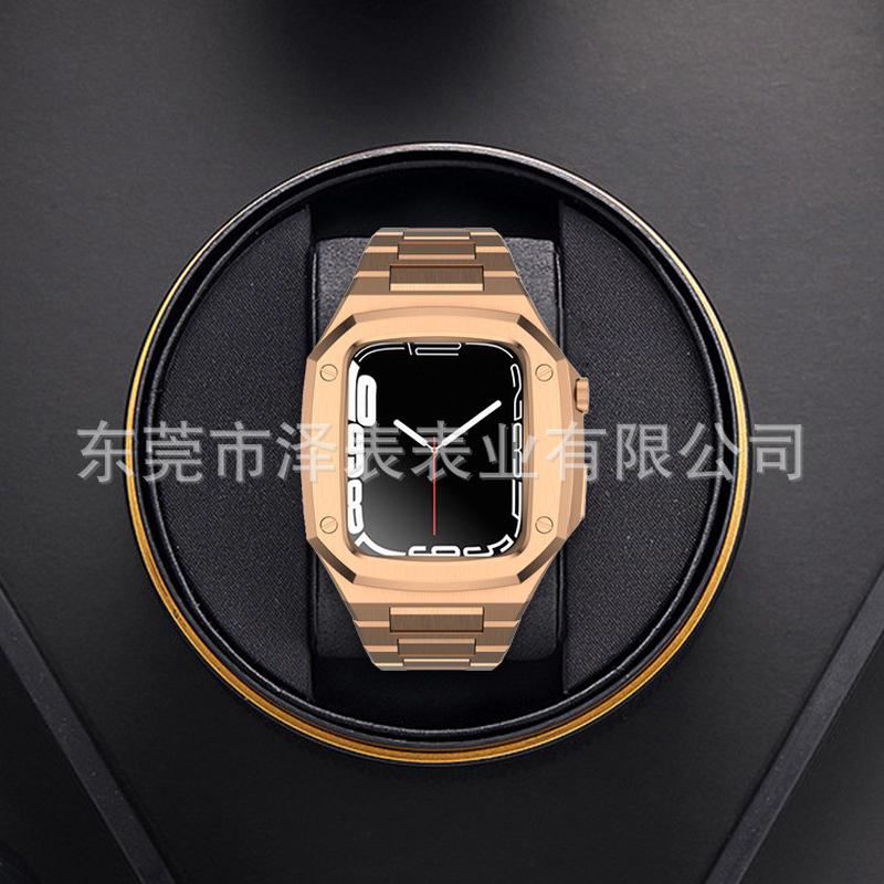 适用applewatch8/7/6/5/4/se代不锈钢AP改装表壳表带配件保护套