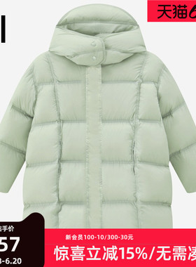 【双倍充绒】ei中长款羽绒服冬装新款加绒加厚保暖亲子装