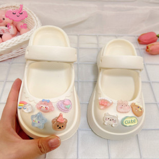 厚底儿童洞洞鞋夏季踩屎感外穿女宝宝拖鞋软底两穿公主包头沙滩鞋