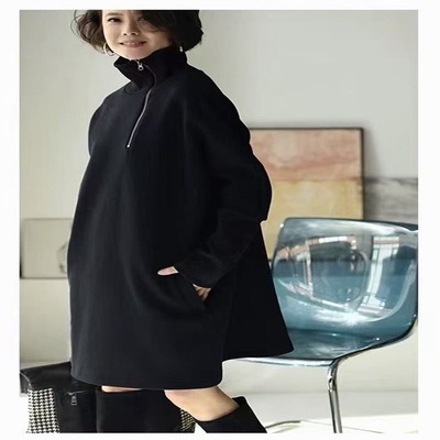 2025春季新款时尚文艺侧拉链宽松休闲纯棉女长袖2917