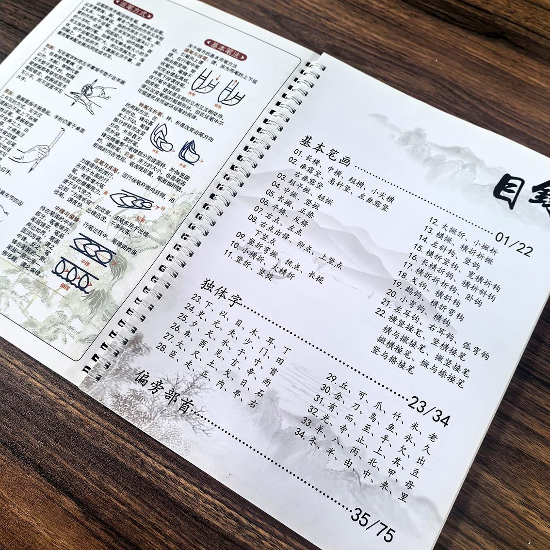 欧体楷书入门教材笔画偏旁独体字综合基本字卡初学者书法字帖临摹