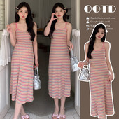 2024夏装 新品 韩版 孕妇装 时尚 宽松条纹弹力孕妇