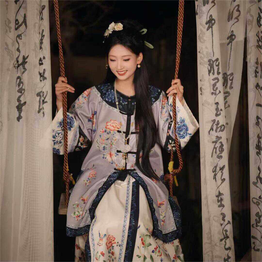 清汉女秋季新中式晋商少奶奶对襟圆领中国风套装浅紫色摄影,女装/女士精品,汉服套装,淘宝优惠券,粉丝福利购,淘宝优惠卷