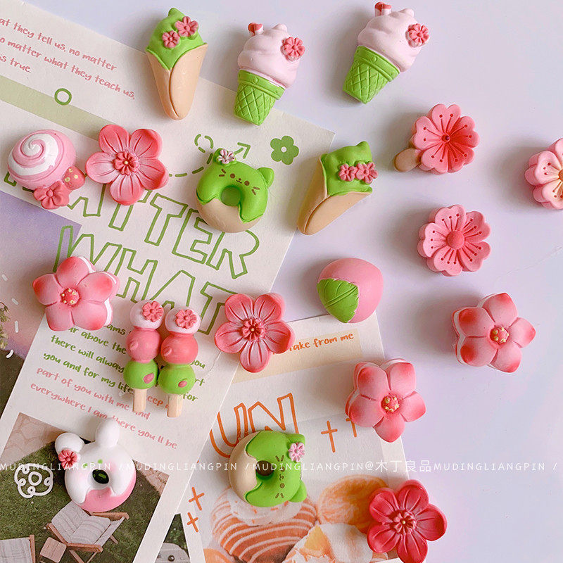 春意安然小花花饼干磁性冰箱迷你吸磁装饰照片贴留言贴套装粉色