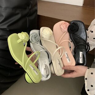 法式拖鞋女外穿平底小2025年一字跟仙女气质拖鞋凉拖鞋新款夏季