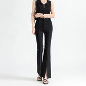 前开叉微喇裤 女2025春秋新款 显瘦垂感直筒子