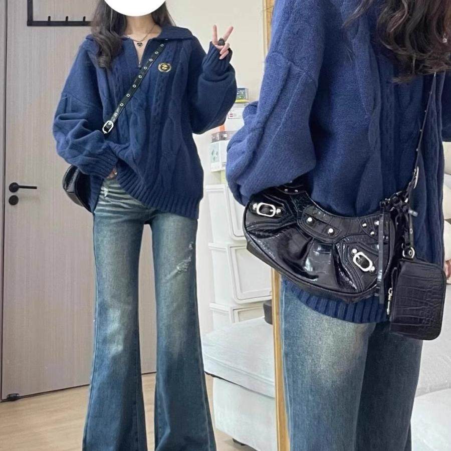 学院风衫polo领套头麻花毛衣女秋冬慵懒宽松百搭,女装/女士精品,毛针织衫,淘宝优惠券,粉丝福利购,淘宝优惠卷