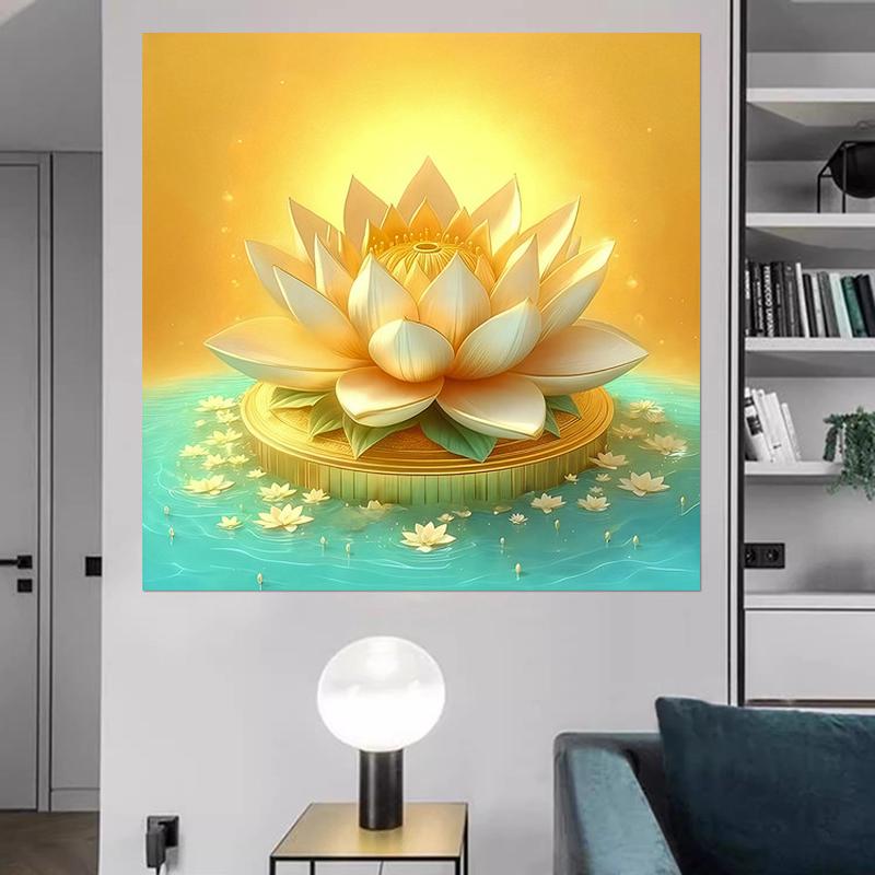 佛光金莲花荷花墙贴画海报玄关佛堂背景墙装饰壁画神台供奉自粘画图片