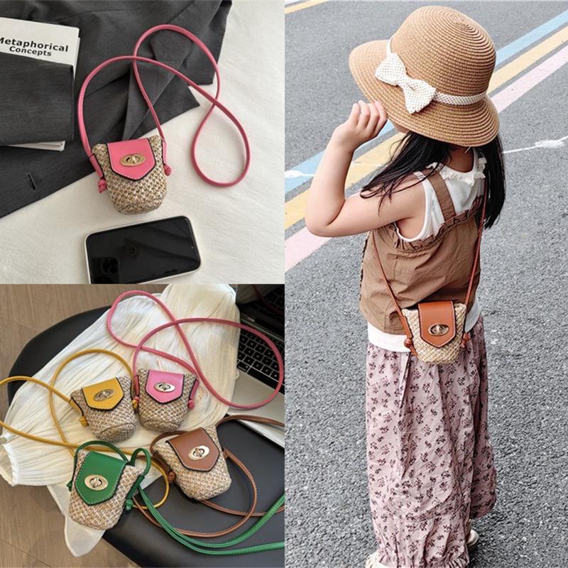 儿童包2025夏季新款创意迷你草编水桶包洋气女孩亲子凹造型零钱包