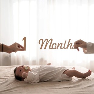 1month满月拍照道具宝宝在家床上仪式感布置装饰婴儿30百天数字牌