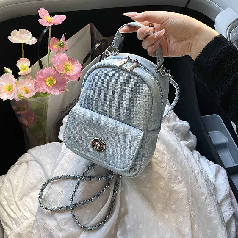 小巧迷你牛仔双肩包女2025款韩国时尚链条小背包mini书包,箱包皮具/热销女包/男包,双肩背包,淘宝优惠券,粉丝福利购,淘宝优惠卷