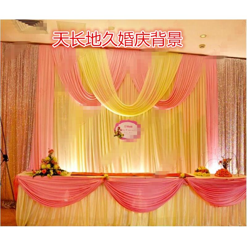 婚庆背景婚礼舞台现场场景布置幕布布幔纱幔亮片道具