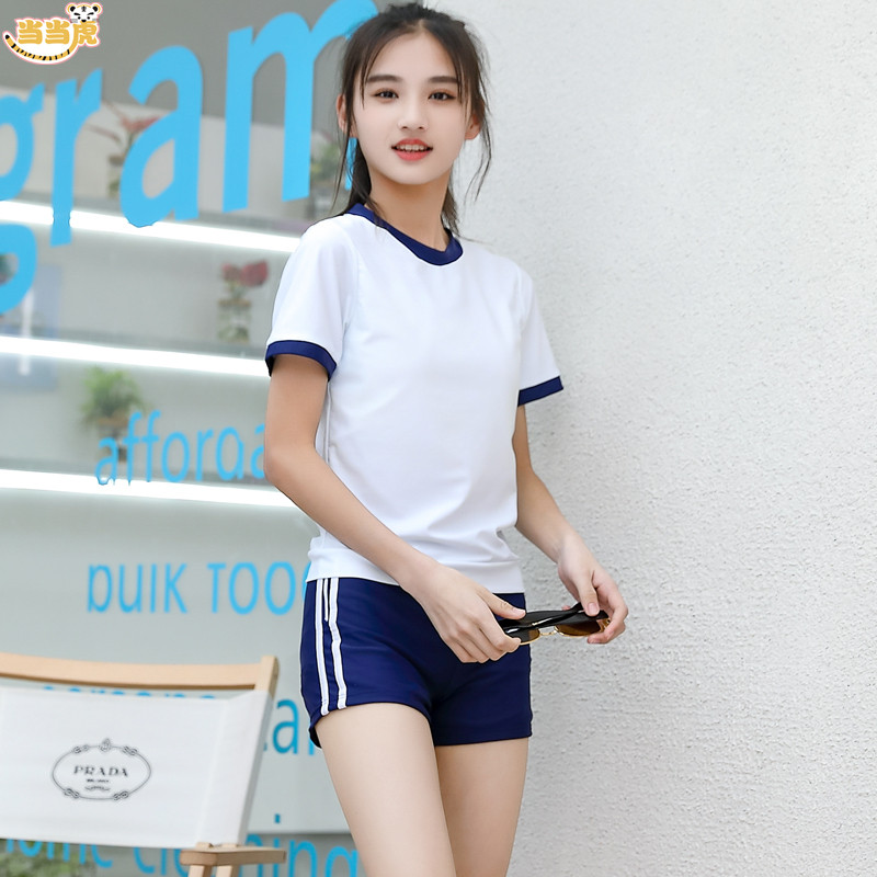 女童新款儿童分体式12中大童13游泳衣15岁女孩初中学生游泳装套装