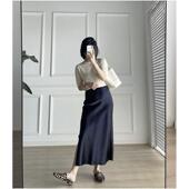 侧开叉松紧醋酸鱼尾裙 眼前一亮 气质满昏 春夏